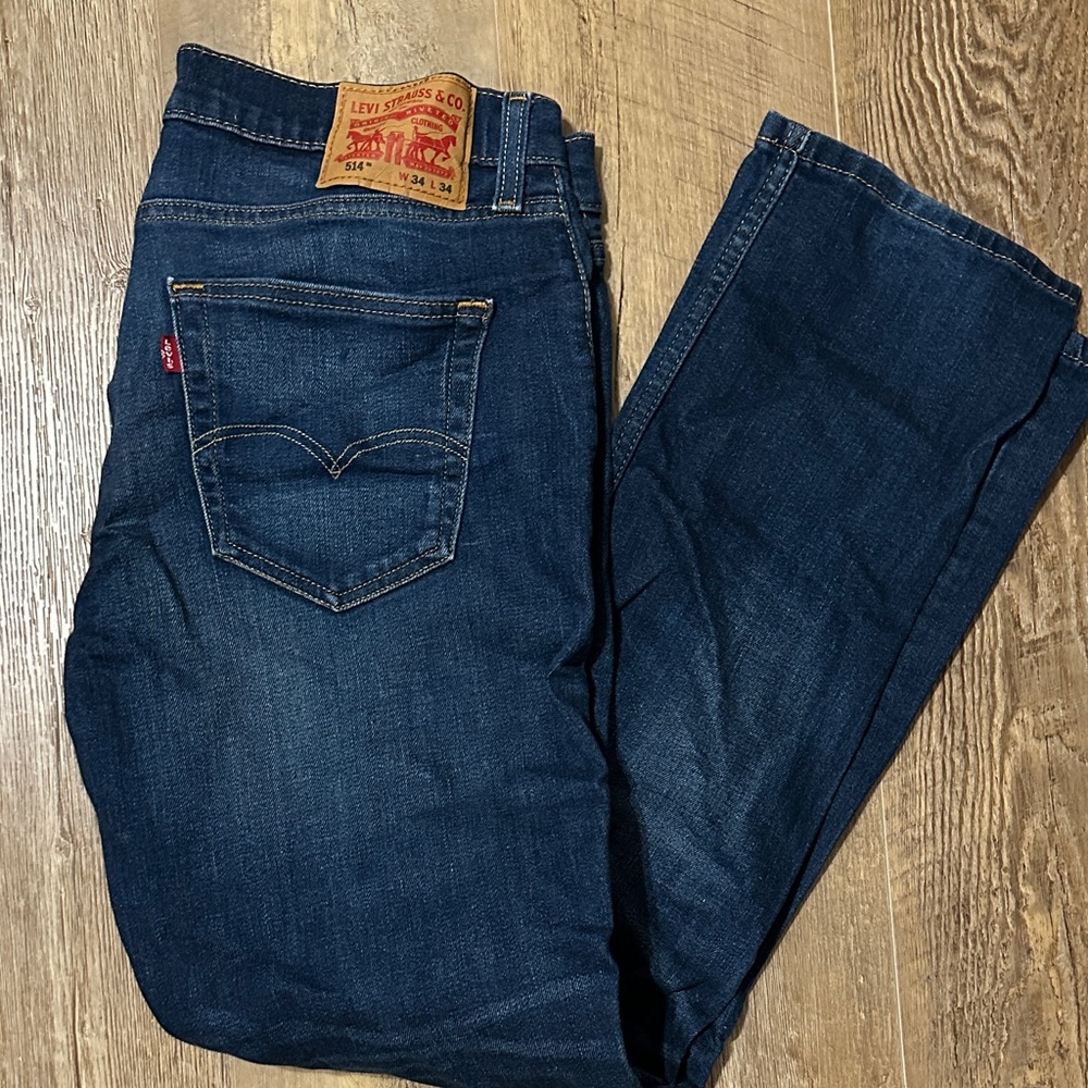 Levi's Stretch Men's-Dark Blue Straight Leg Jeans 34 x 34